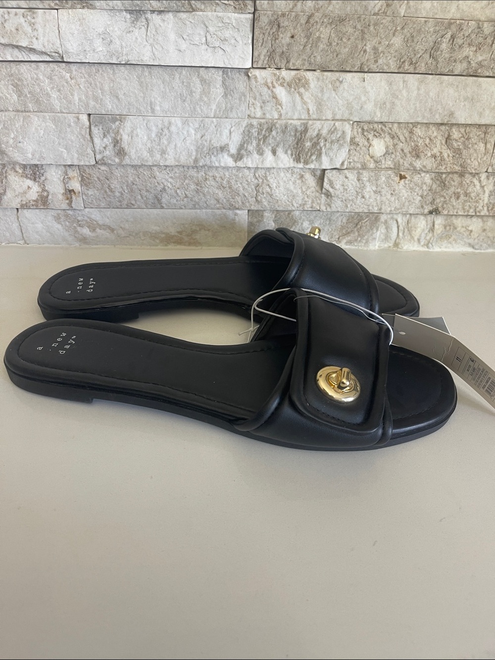 NWT $25 a new day Audrey Black slip on sandal Size 11 - Picture 4 of 9